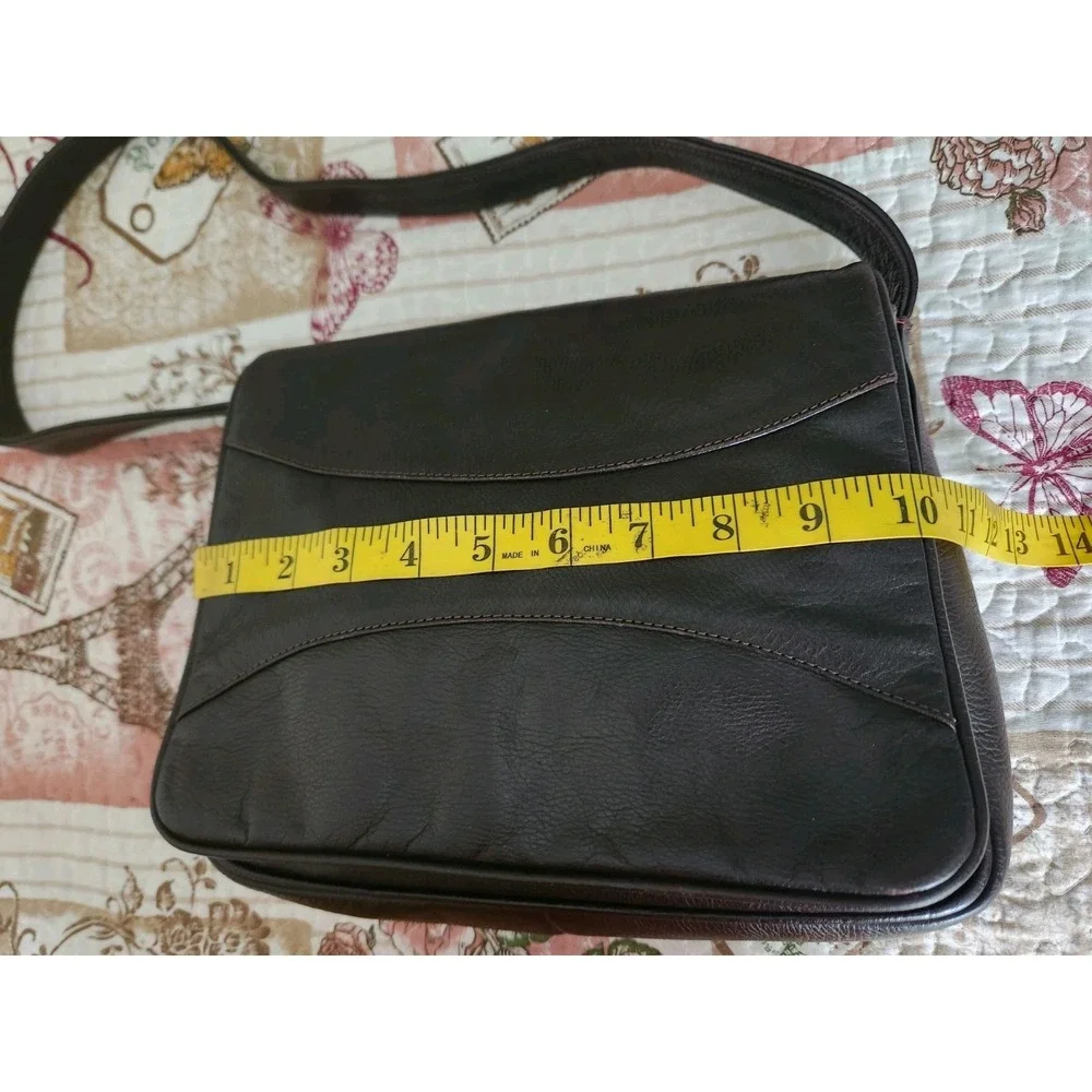 VINTAGE Women's Genuine Leather Handbag Shoulder Bag Brown Made in‎ ITALY